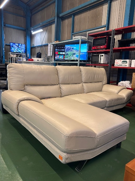 Sofa em L Couro Creme - Imagem 2