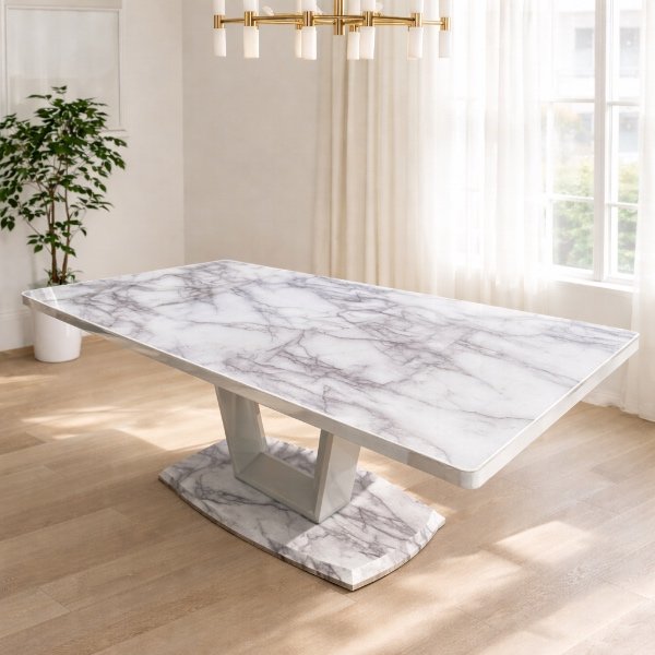 Mesa de vidro marmorizado